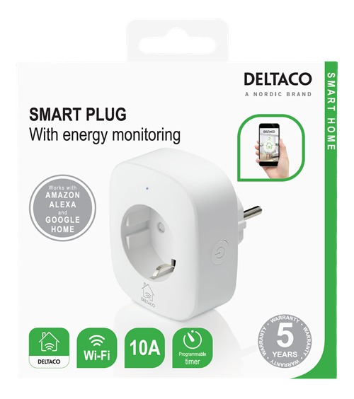 Deltaco Smart Plug with Energy Monitoring, Wi-Fi - smart outlet (3-pack) + Deltaco Smart Plug with Energy Monitoring, Wi-Fi - smart outlet + Deltaco Smart Plug with Energy Monitoring, Wi-Fi - smart outlet + Deltaco Smart Plug with Energy Monitoring, Wi-Fi - smart outlet