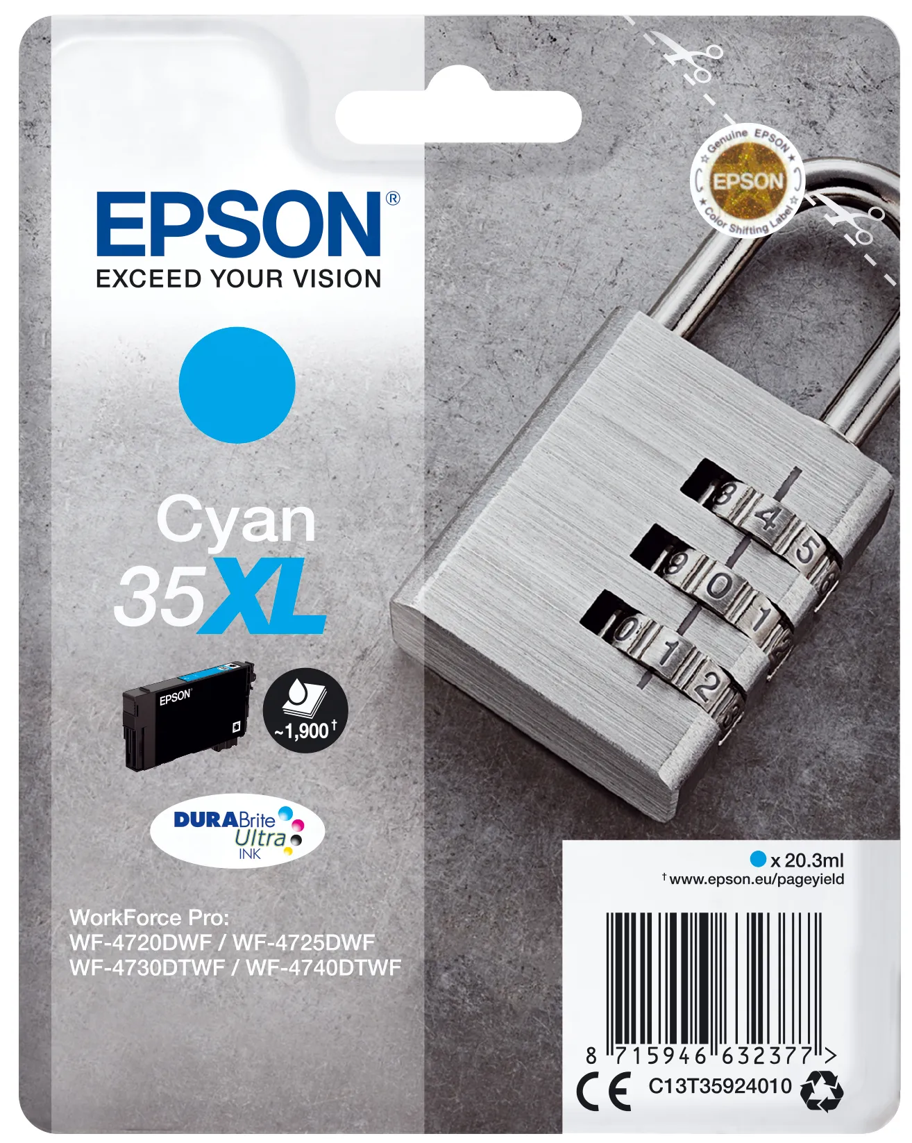 Epson 35 XL ink cartridge, 20.3 ml, Cyan