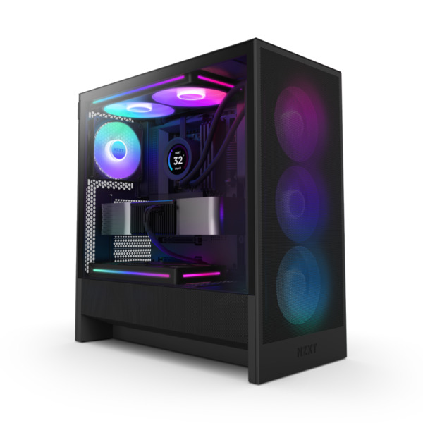 NZXT H5 Flow RGB (2024) -miditornikotelo ikkunalla, musta