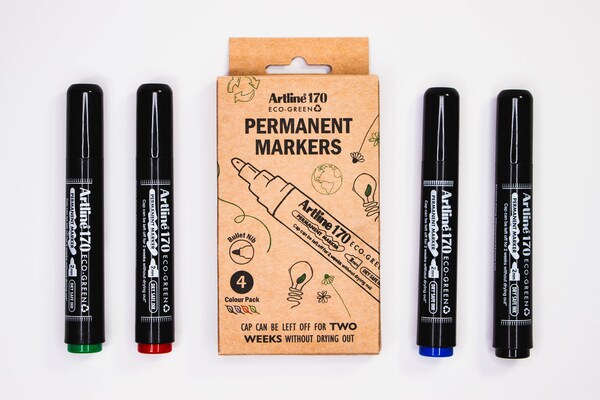 ARTLINE 170 ECO-GREEN, 2.0mm, 4 pcs, Black, Blue, Red, Green - permanent marker