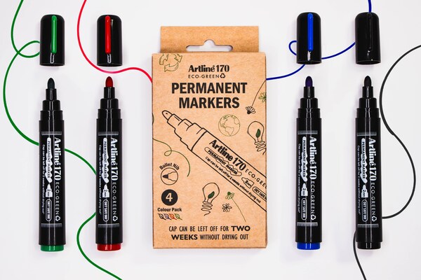 ARTLINE 170 ECO-GREEN, 2.0mm, 4 pcs, Black, Blue, Red, Green - permanent marker