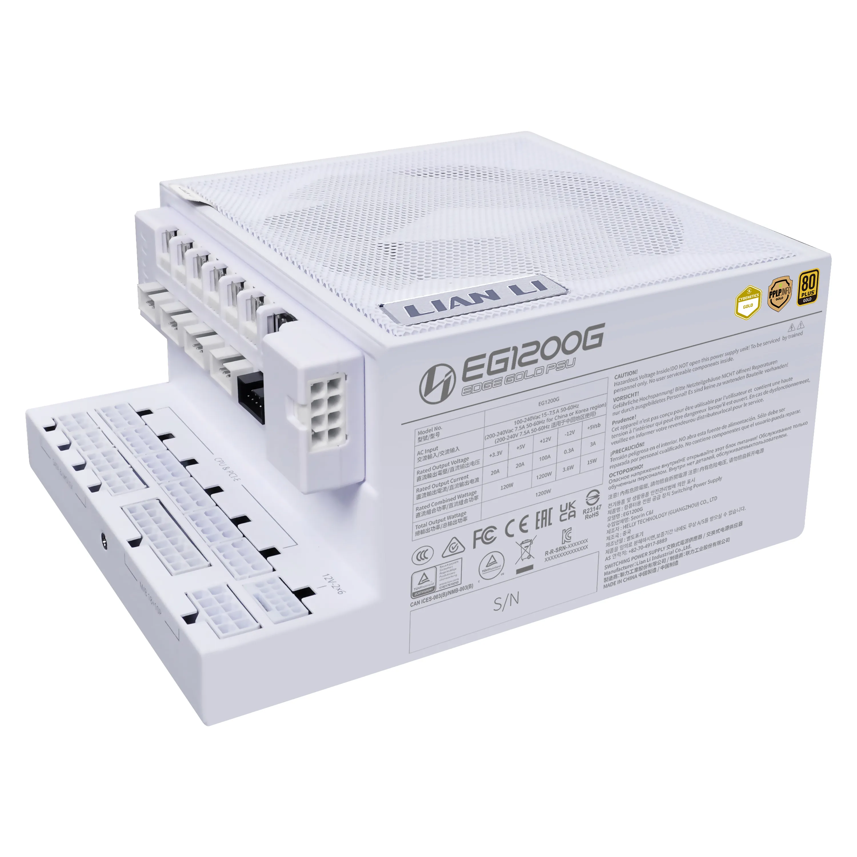 Lian Li Edge Gold White 1200W - n&auml;taggregat, 80 Plus Gold