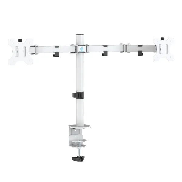 Deltaco Gaming White Line WA86 Dual -näyttövarsi, valkoinen, 13"-32", 2x8Kg