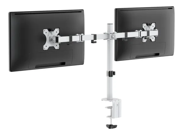 Deltaco Gaming White Line WA86 Dual -näyttövarsi, valkoinen, 13"-32", 2x8Kg