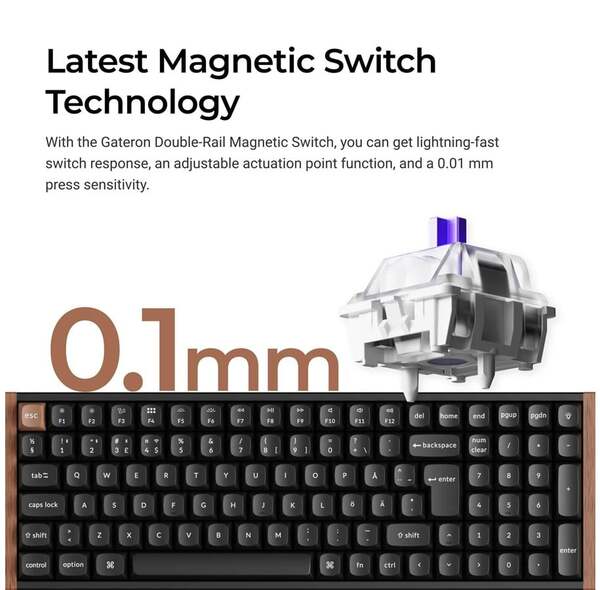 Keychron K4 HE Wireless Mechanical Gaming Keyboard, Gateron Double-rail Magnetic, Black