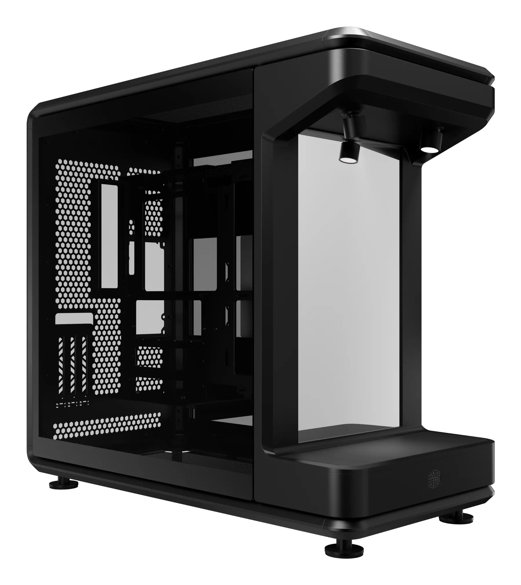 Cooler Master MasterFrame 360 Stage Mirror full-tower chassi med f&ouml;nster, med RGB-belysning, svart