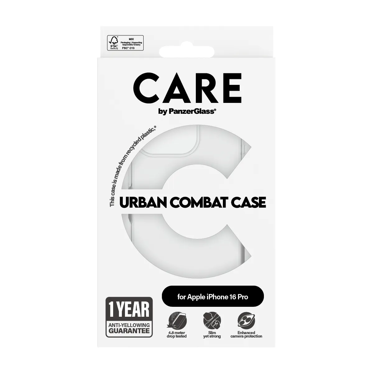 Care by PanzerGlass iPhone 16 Pro Urban Combat skal, Transparent