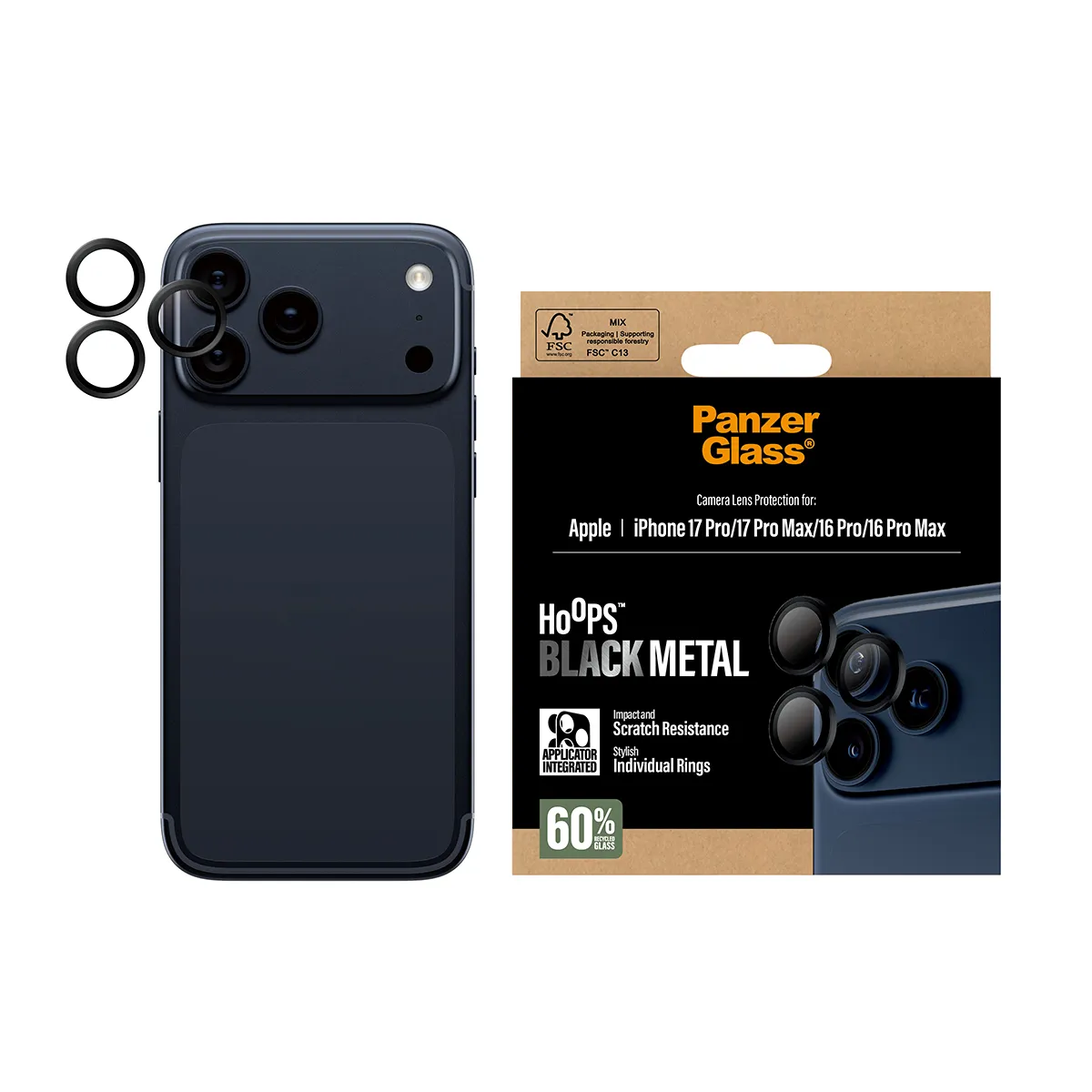 Panzerglass iPhone 17 Pro / 17 Pro Max / 16 Pro - lens protector, Hoopsblack