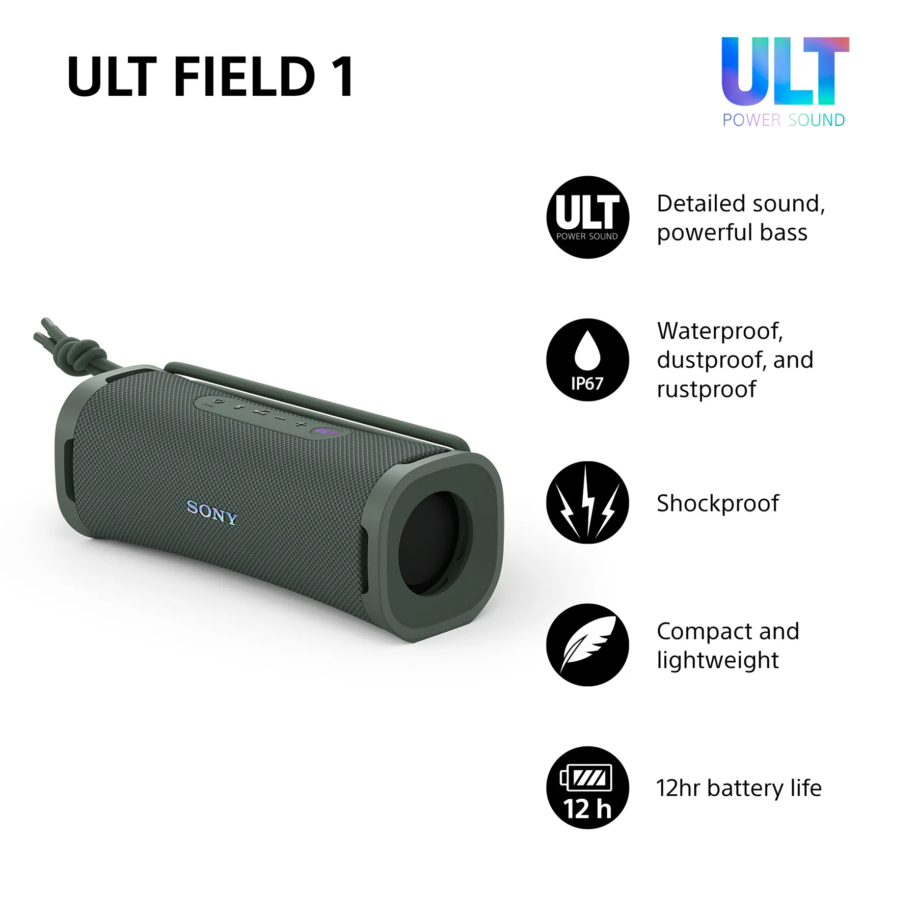Sony ULT Field 1 2.0 Wireless, Bluetooth Portable speaker, Green