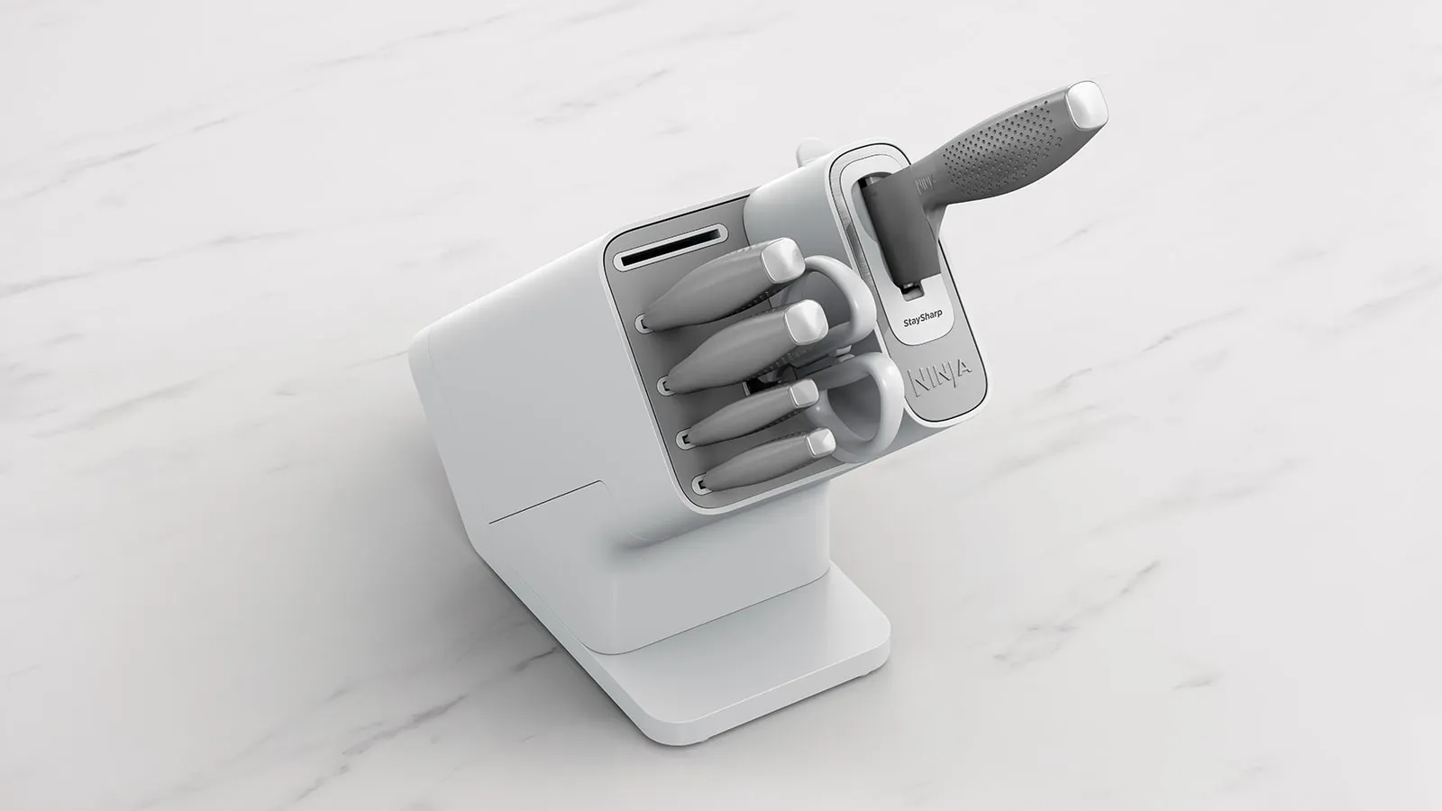 Ninja StaySharp Stainless - knife block with 6 knives + sharpener, white