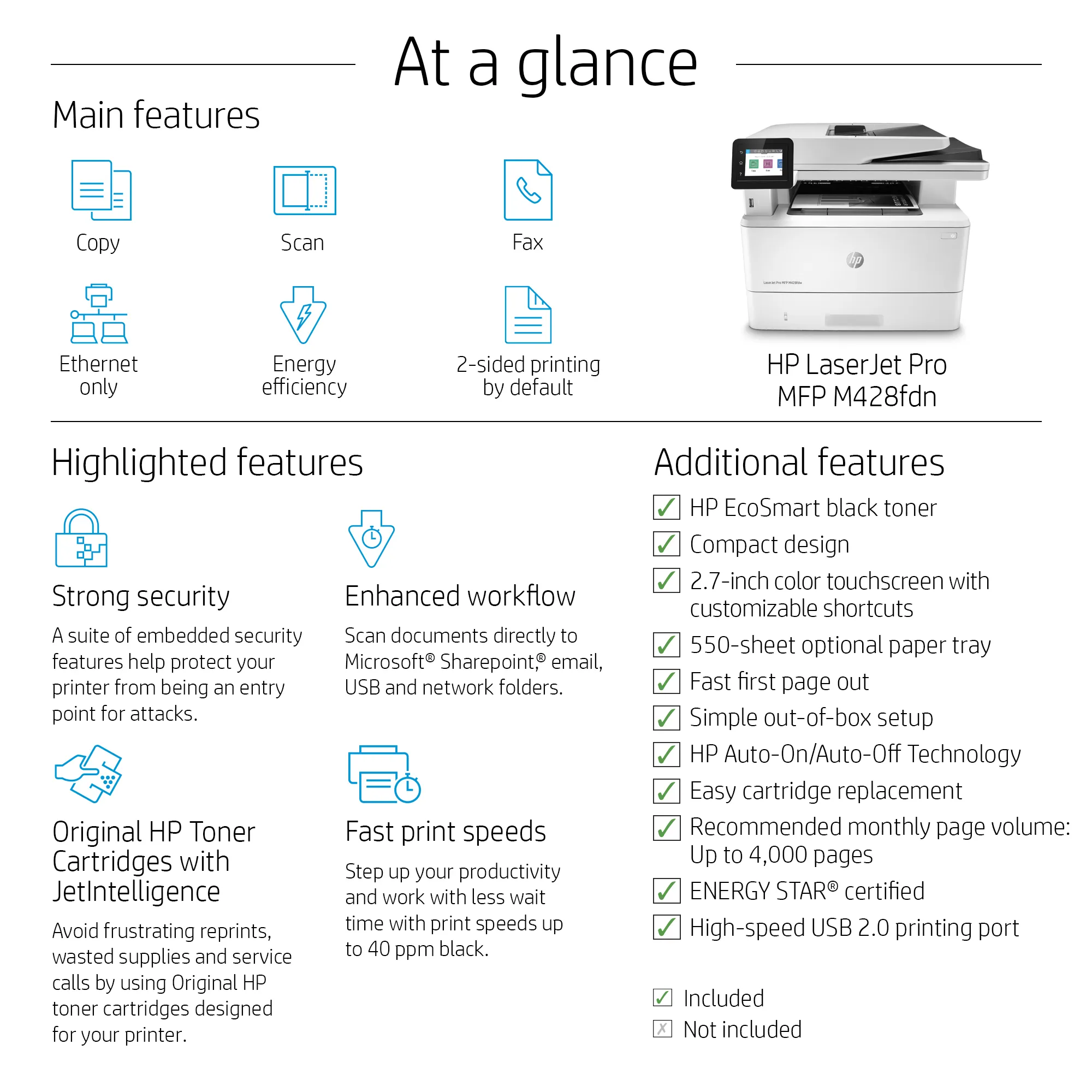 HP LaserJet Pro M428fdn Duplex, LAN, A4 - monolaserskrivare