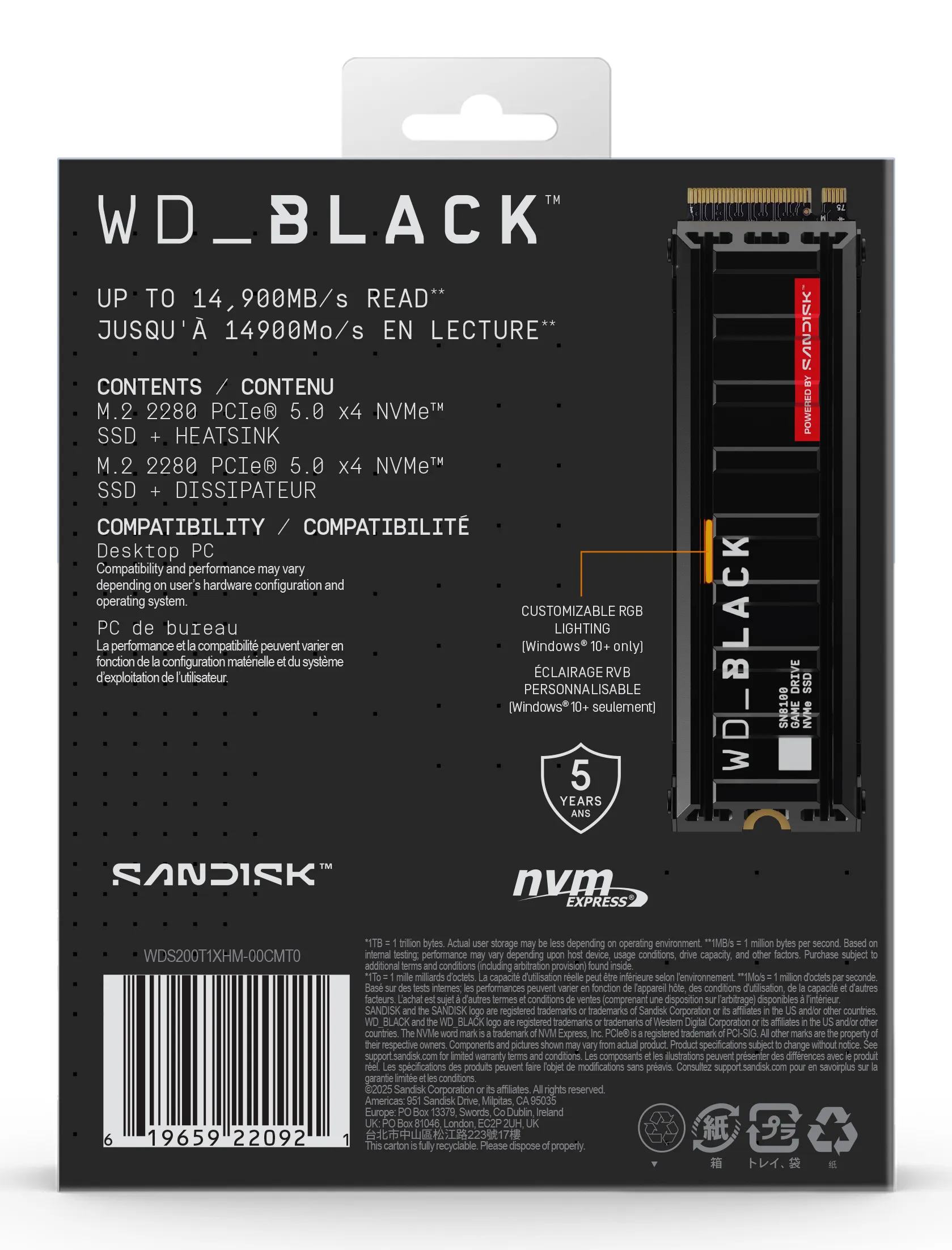 WD_BLACK SN8100 2TB M.2 PCIe 5.0 NVMe SSD with Heatsink