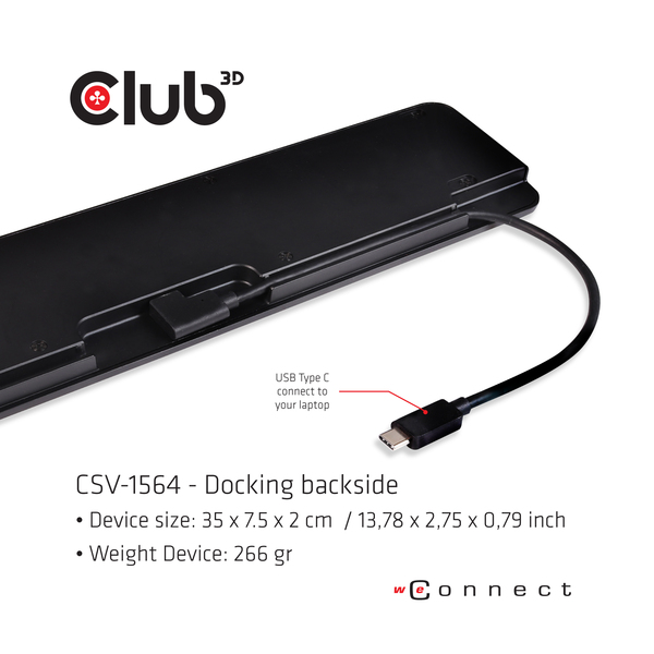 CLUB 3D USB Type C 3.2 Gen1 Triple Display Dynamic PD Charging Dock