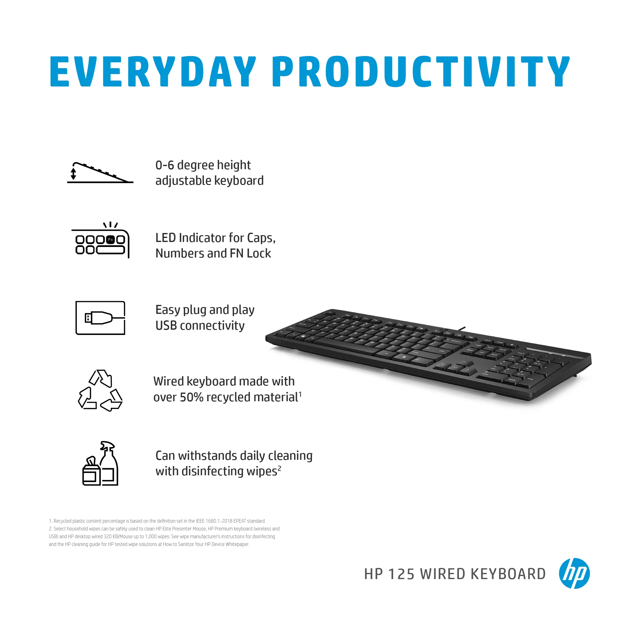 HP 125 Keyboard, Black