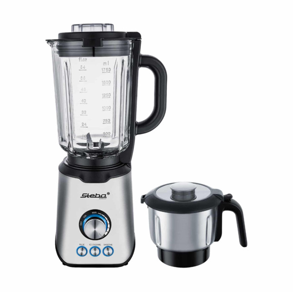 Steba MX 4 PLUS 1200 W 1,75 l -tehosekoitin, harjattu ruostumaton ter&auml;s / musta