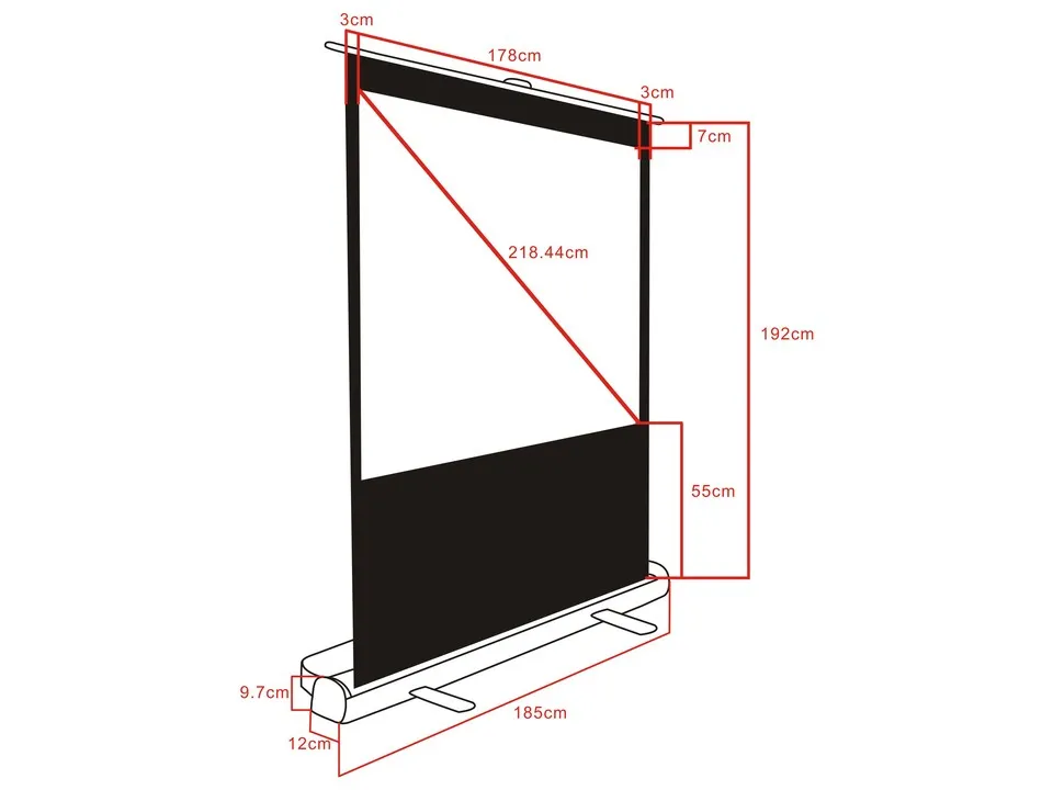 Multibrackets M Portable Projection Screen Deluxe - Heijastusn&auml;ytt&ouml; - 86 tuuma (218 cm) - 4:3 - Matte White - musta