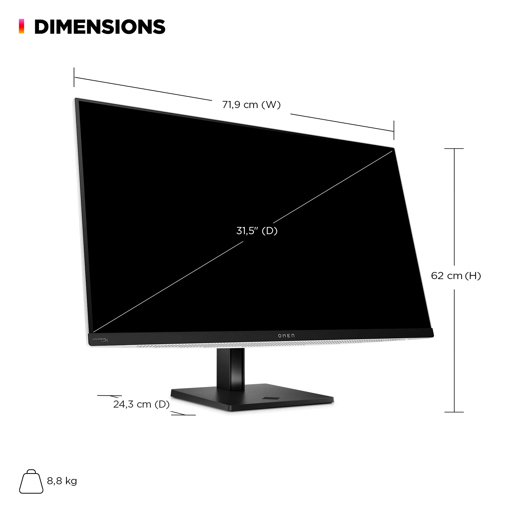 HP OMEN Transcend 32 OLED 32" 4K UHD, OLED gamingskärm med USB-C hub