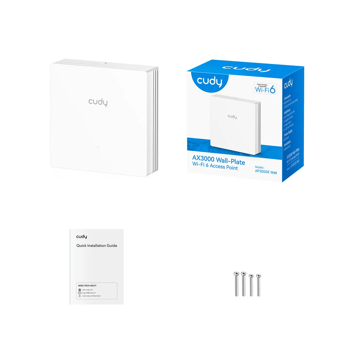 CUDY Access Point Wall-Plate WF6 AX3000 Gigabit Dual Band