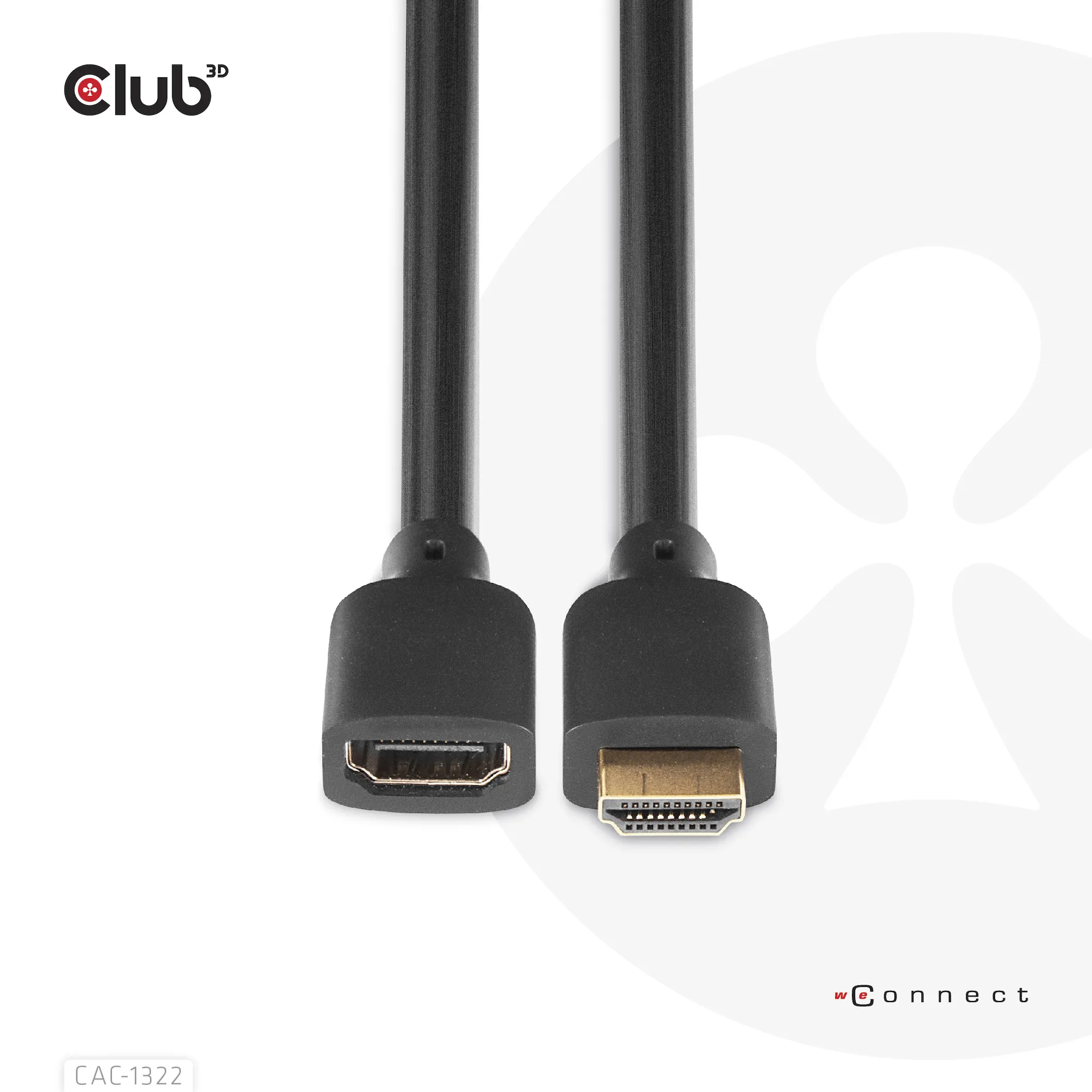 Club 3D 2.1 HDMI male-female - extension cable, Black, 1m