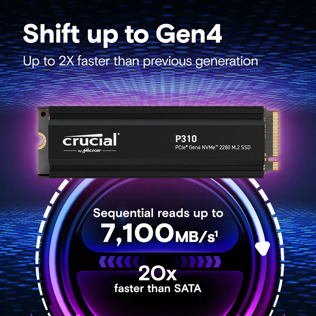 Crucial P310 2TB NVMe SSD w/heatsink