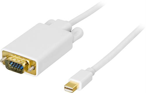 Deltaco mini DisplayPort &ndash; VGA - cable, 1 m, White