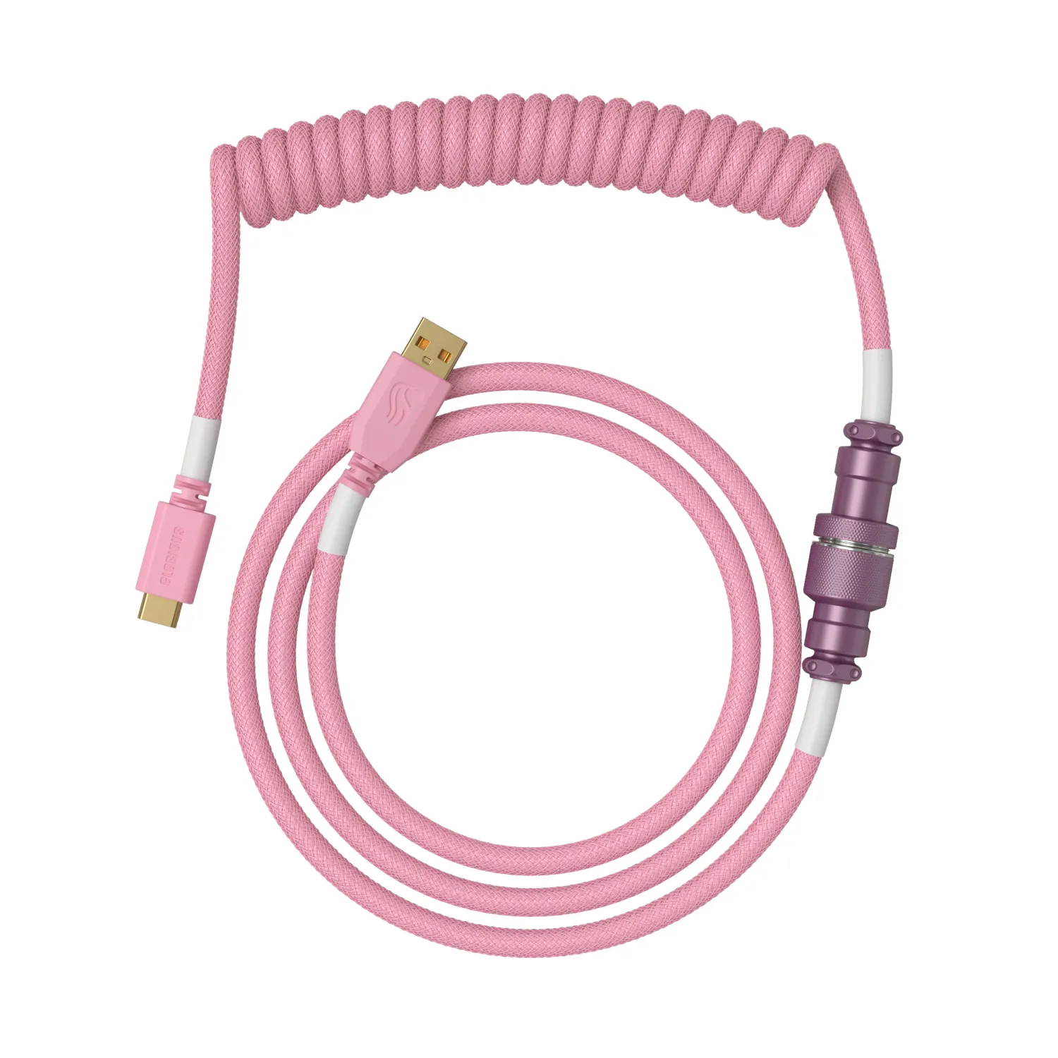 Glorious GMMK Coiled USB-A - USB-C - cable, 1.4m, Pixel Pink