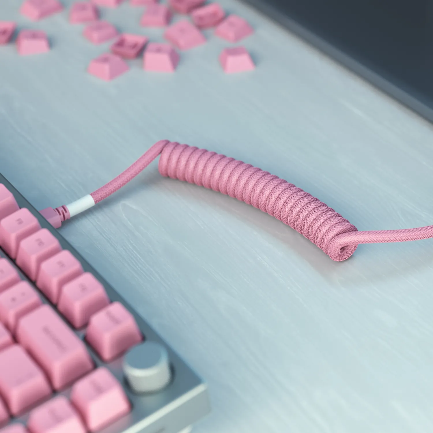 Glorious GMMK Coiled USB-A - USB-C - cable, 1.4m, Pixel Pink