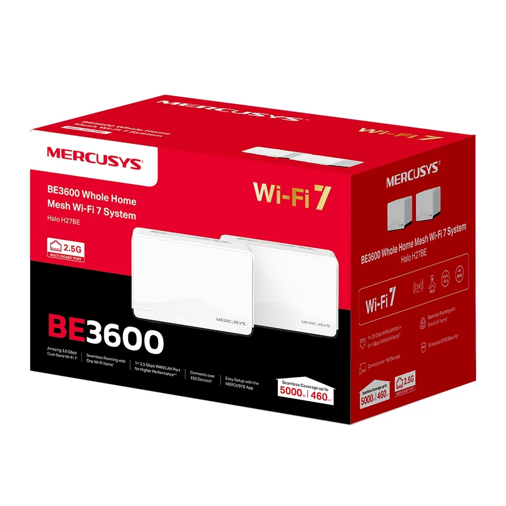 Mercusys Halo H47BE BE9300 Whole Home Mesh WiFi 7 -j&auml;rjestelm&auml;, 2kpl
