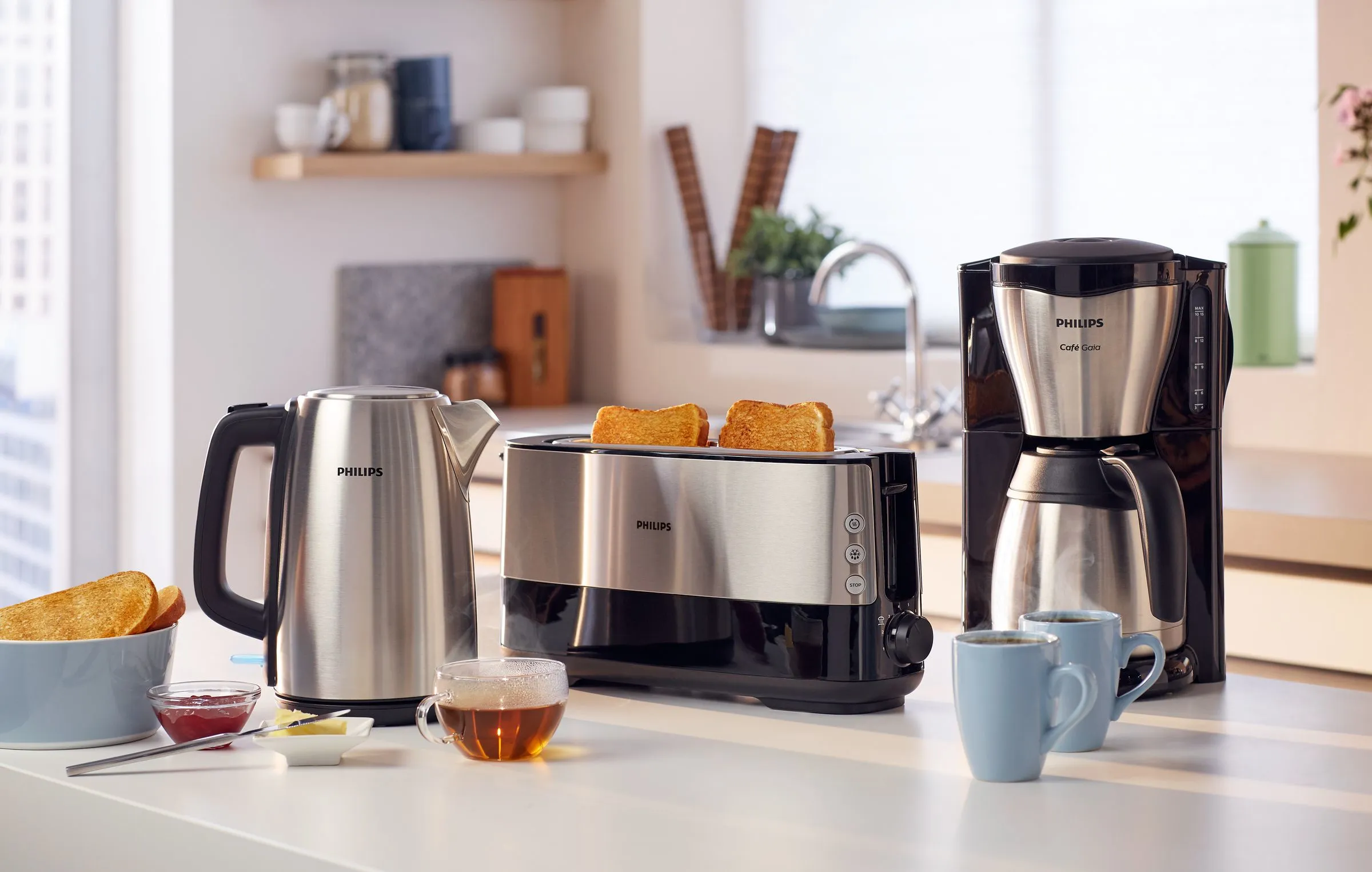 Philips Caf&eacute; Gaia HD7546/20 15 koppar kaffebryggare med termoskanna, gr&aring;