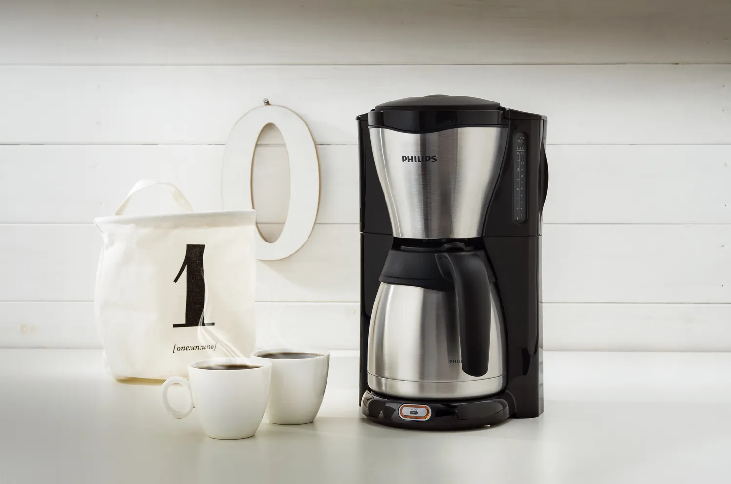 Philips Caf&eacute; Gaia HD7546/20 15 koppar kaffebryggare med termoskanna, gr&aring;