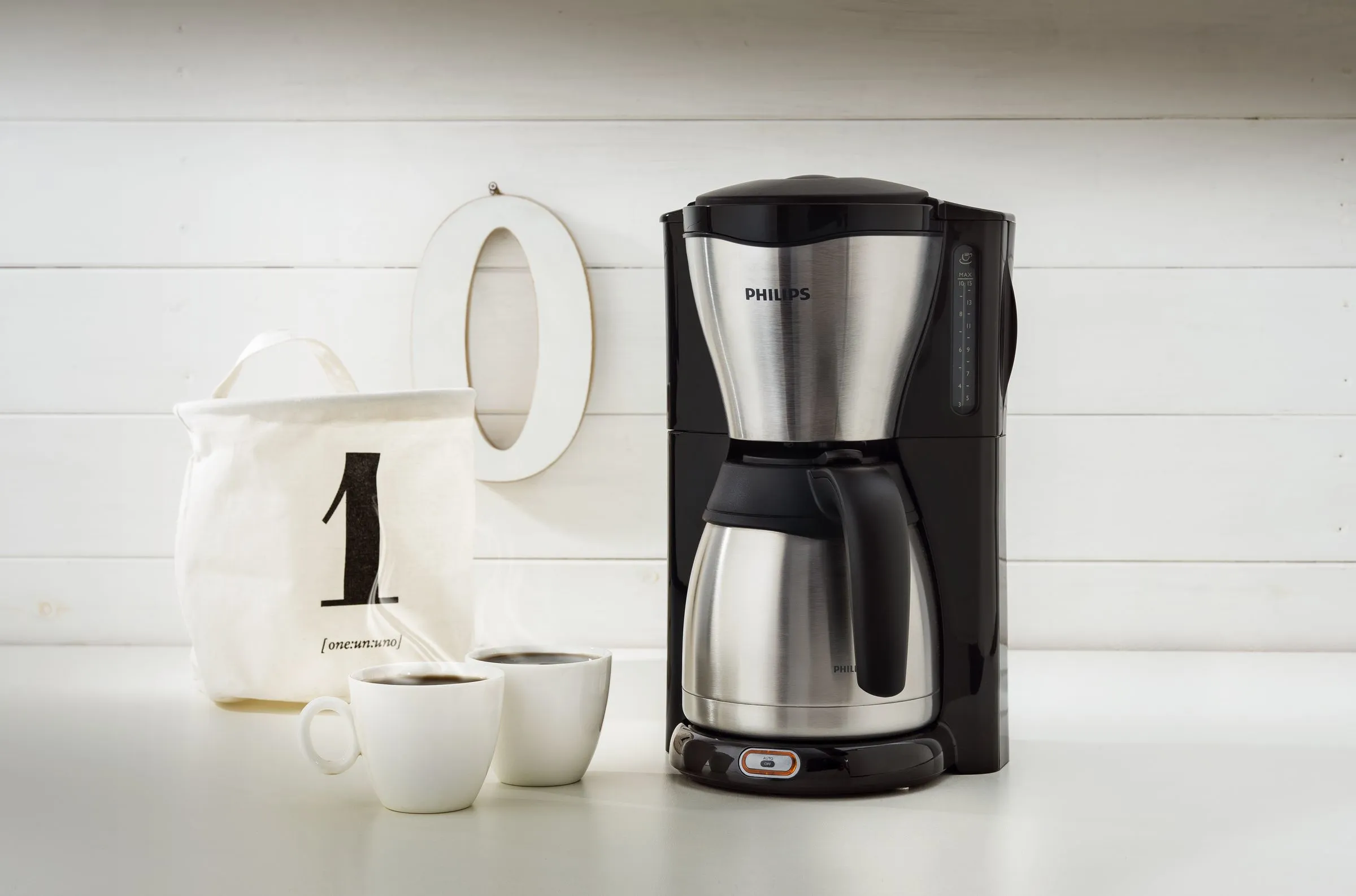 Philips Caf&eacute; Gaia HD7546/20 15 koppar kaffebryggare med termoskanna, gr&aring;