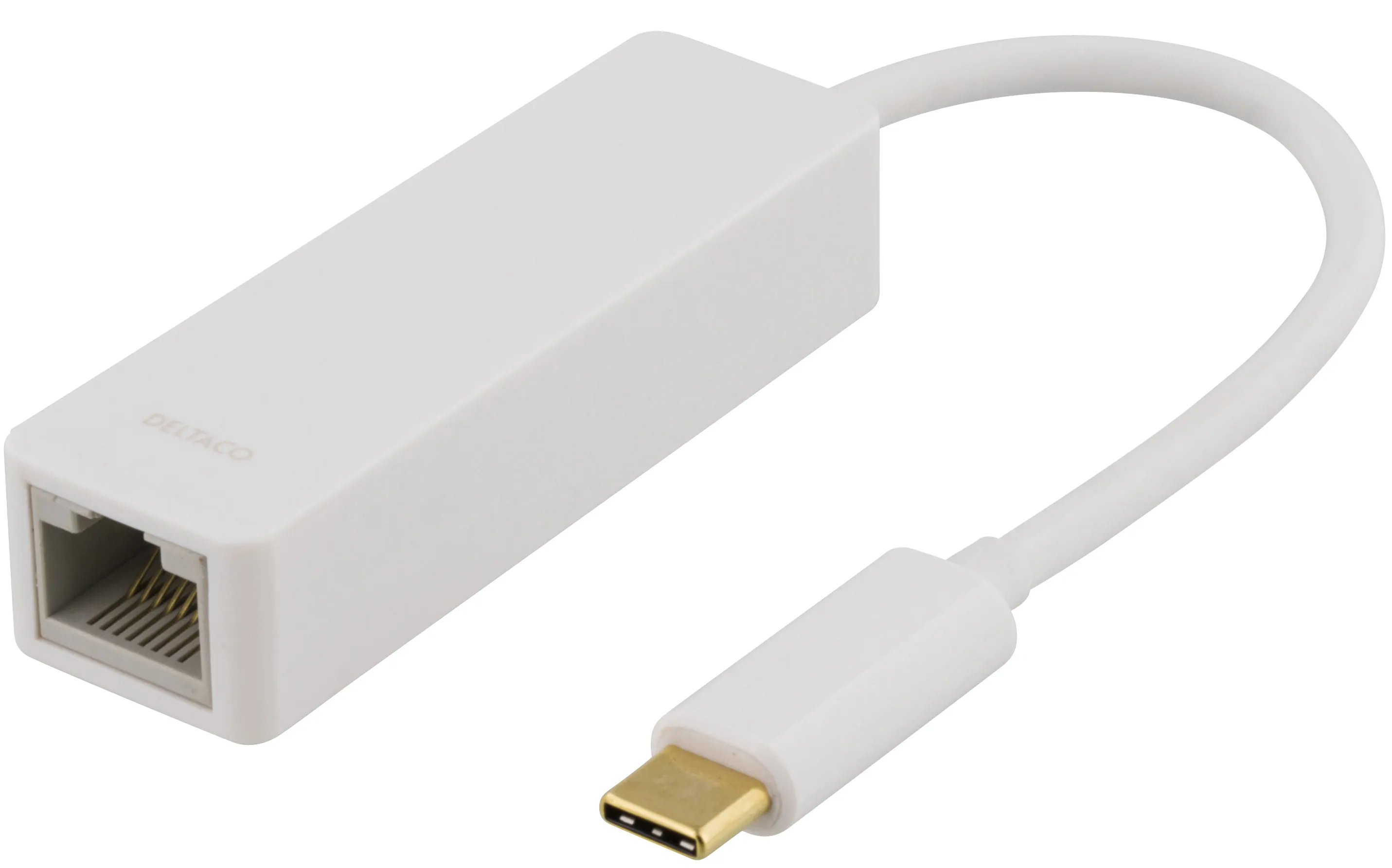 DELTACO USB 3.1 verkkoadapteri, Gigabit, 1xRJ45, USB Typ C uros, valk.