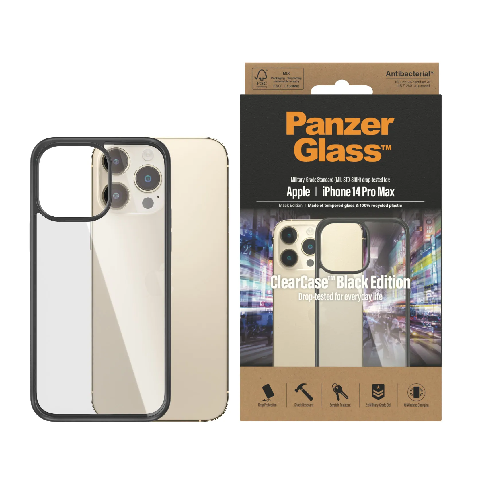 PanzerGlass iPhone 14 Pro Max ClearCase, Black Transparent