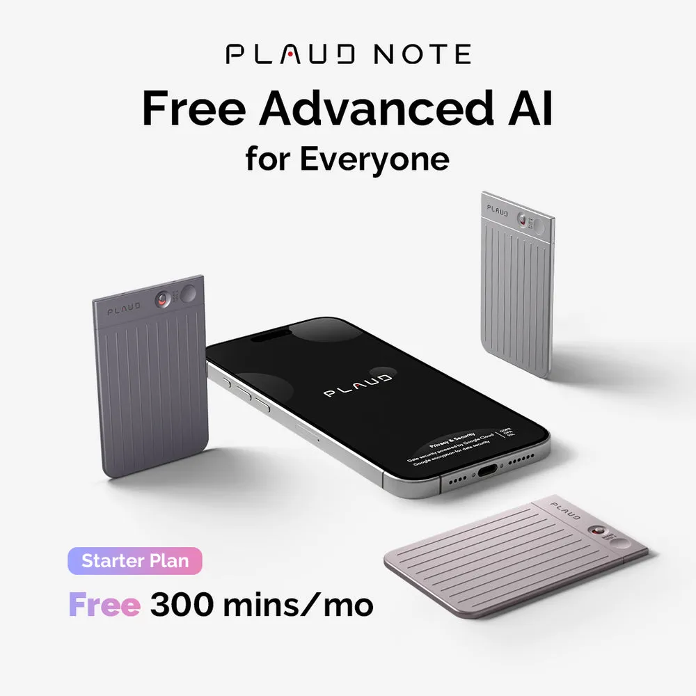 PLAUD NOTE Starlight AI-röstavläsare - Innovativ fickinspelare med AI-transkription på 112 språk och 30 timmars batteritid - Sil
