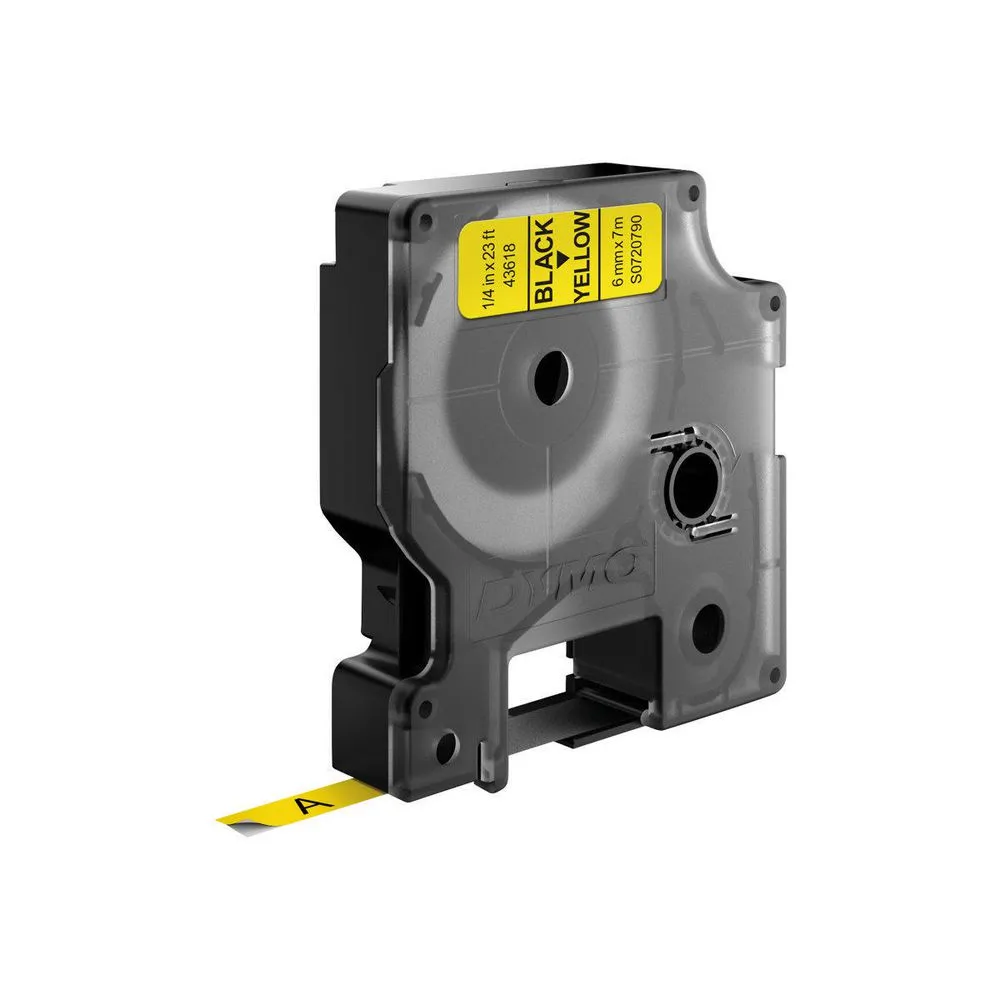 Tape D1 6mmx7m black/yellow