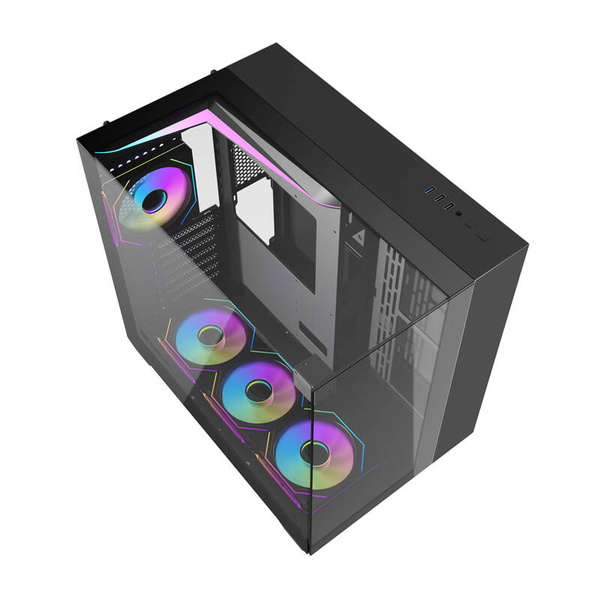 DARKFLASH TH285 Midi-Tower Case with window, with RGB lighting, Black