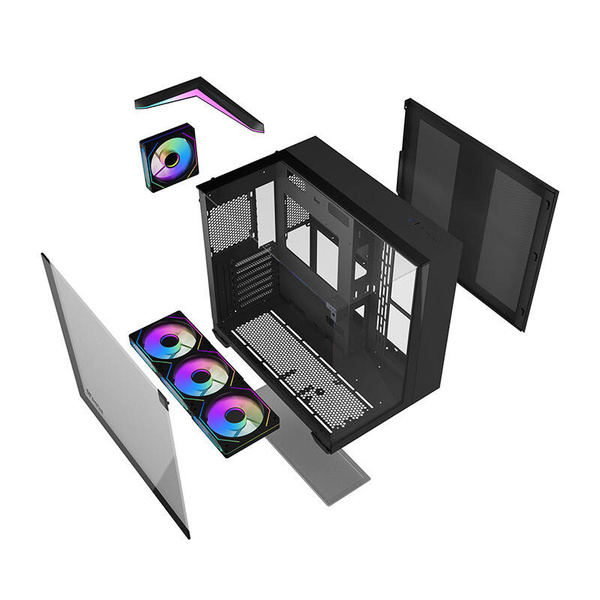 DARKFLASH TH285 Midi-Tower Case with window, with RGB lighting, Black