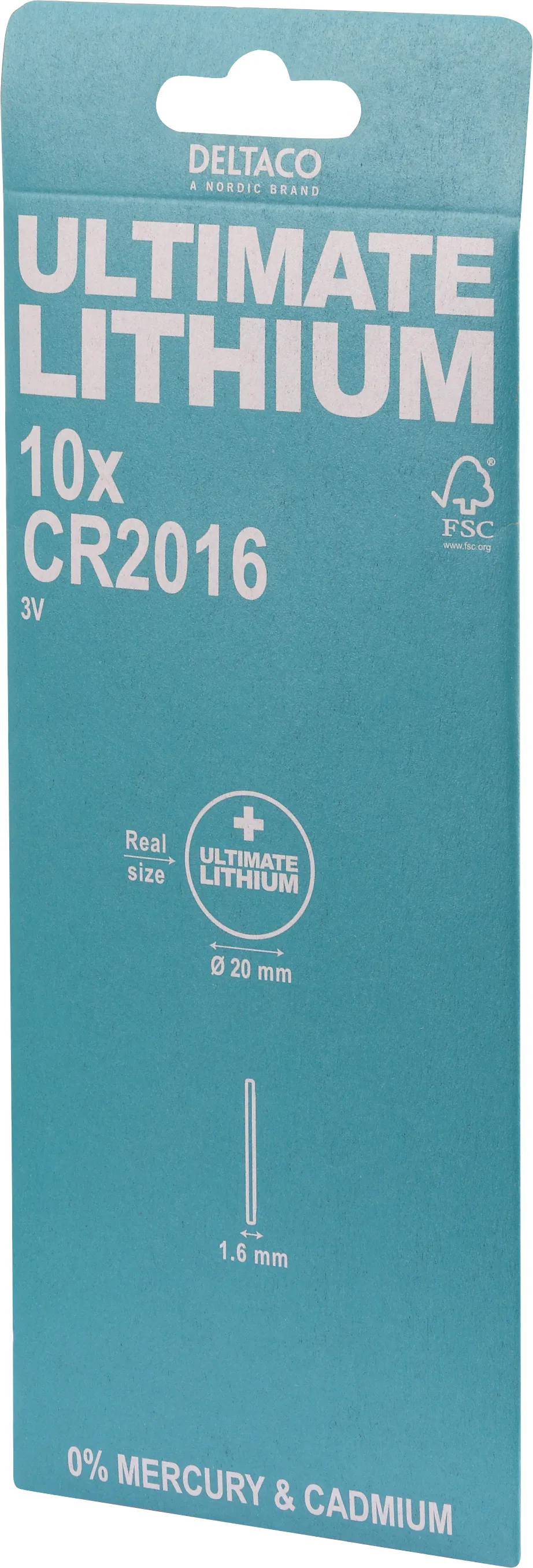 DELTACO CR2016 Lithium - Button Cell Battery, 3 V, 10-Pack