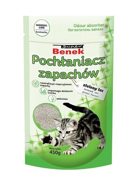 Certech Super Benek Green Forest Odour Absorber kattsand, parfymerad, dammfri, 450 g