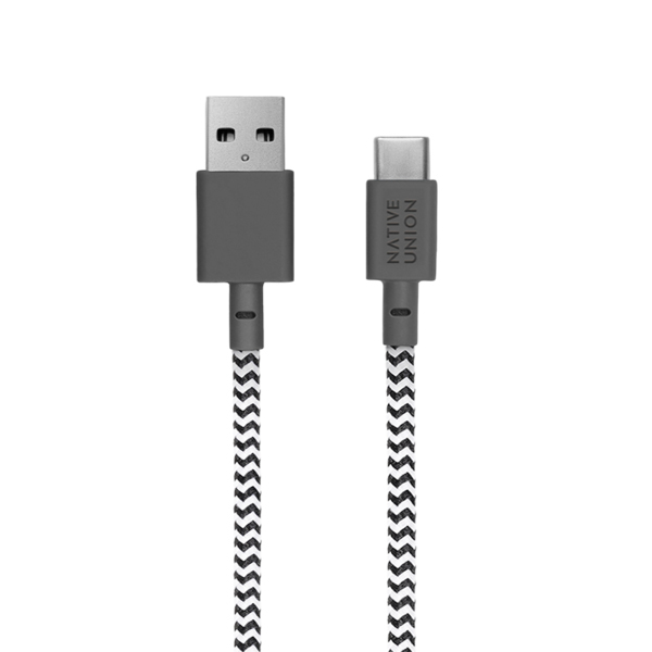 Native Union Belt Cable USB-A - USB-C -kaapeli, 1,2m, Zebra