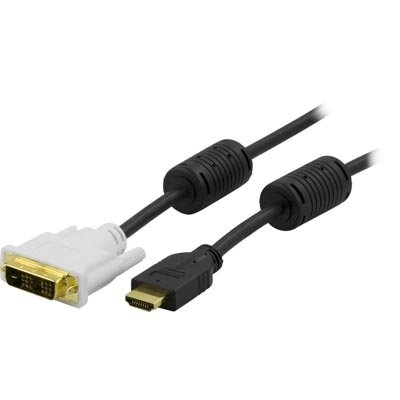 Deltaco HDMI &ndash; DVI-D -kaapeli, 5 m, Musta
