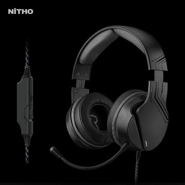 NITHO Janus -pelikuulokkeet mikrofonilla, musta