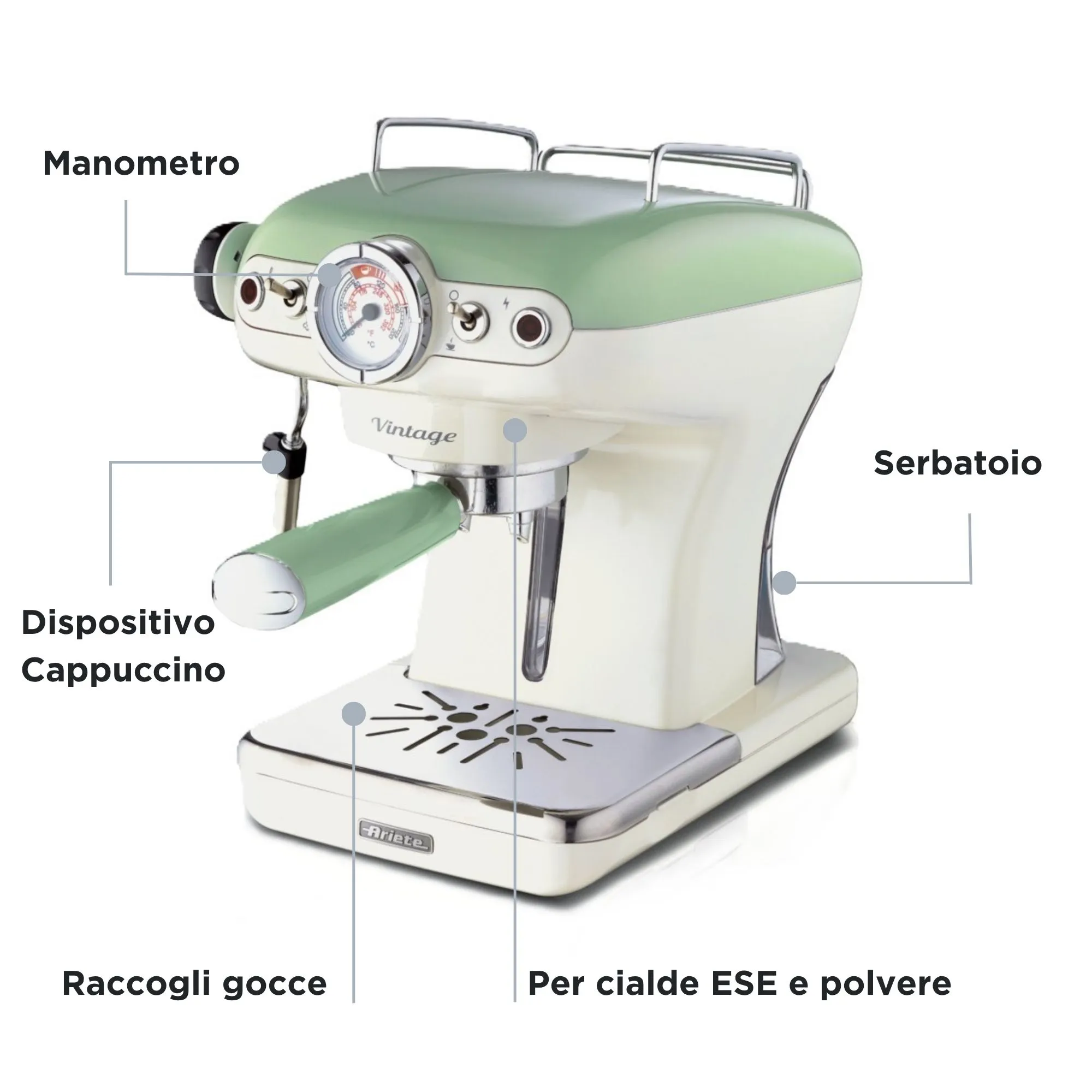 Ariete Vintage - espresso machine, Green