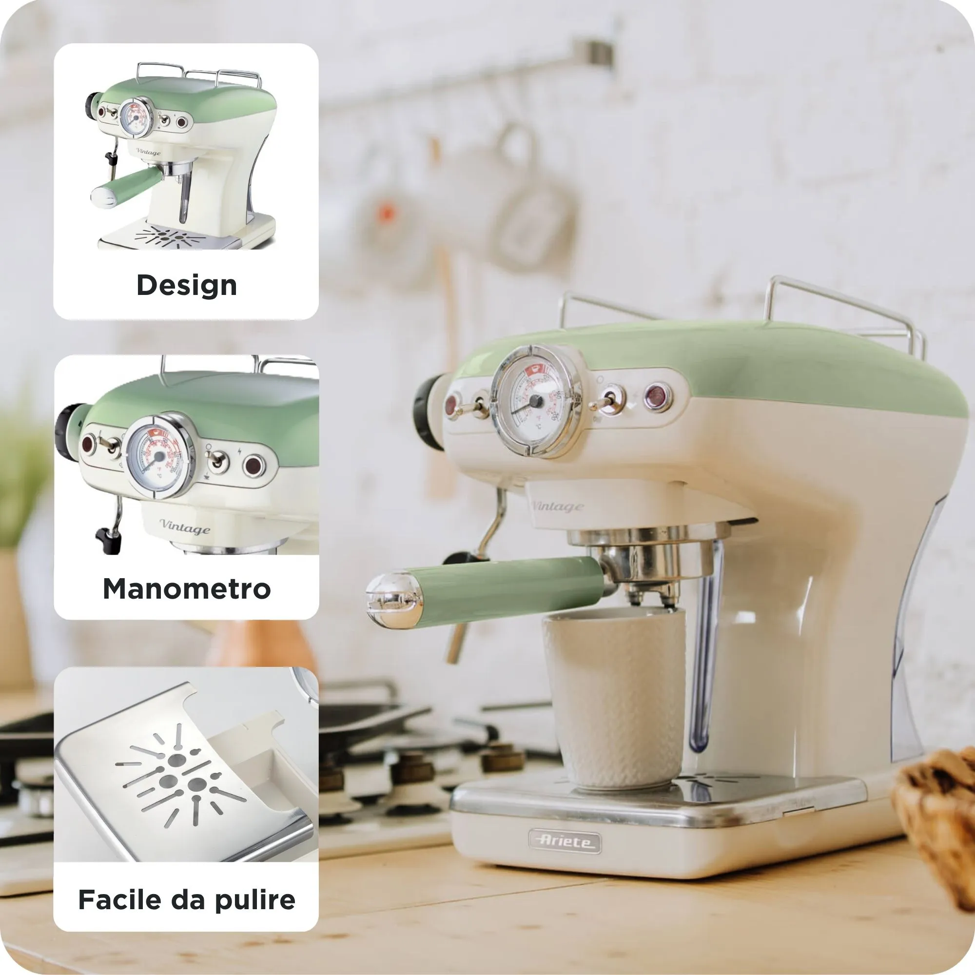 Ariete Vintage - espresso machine, Green