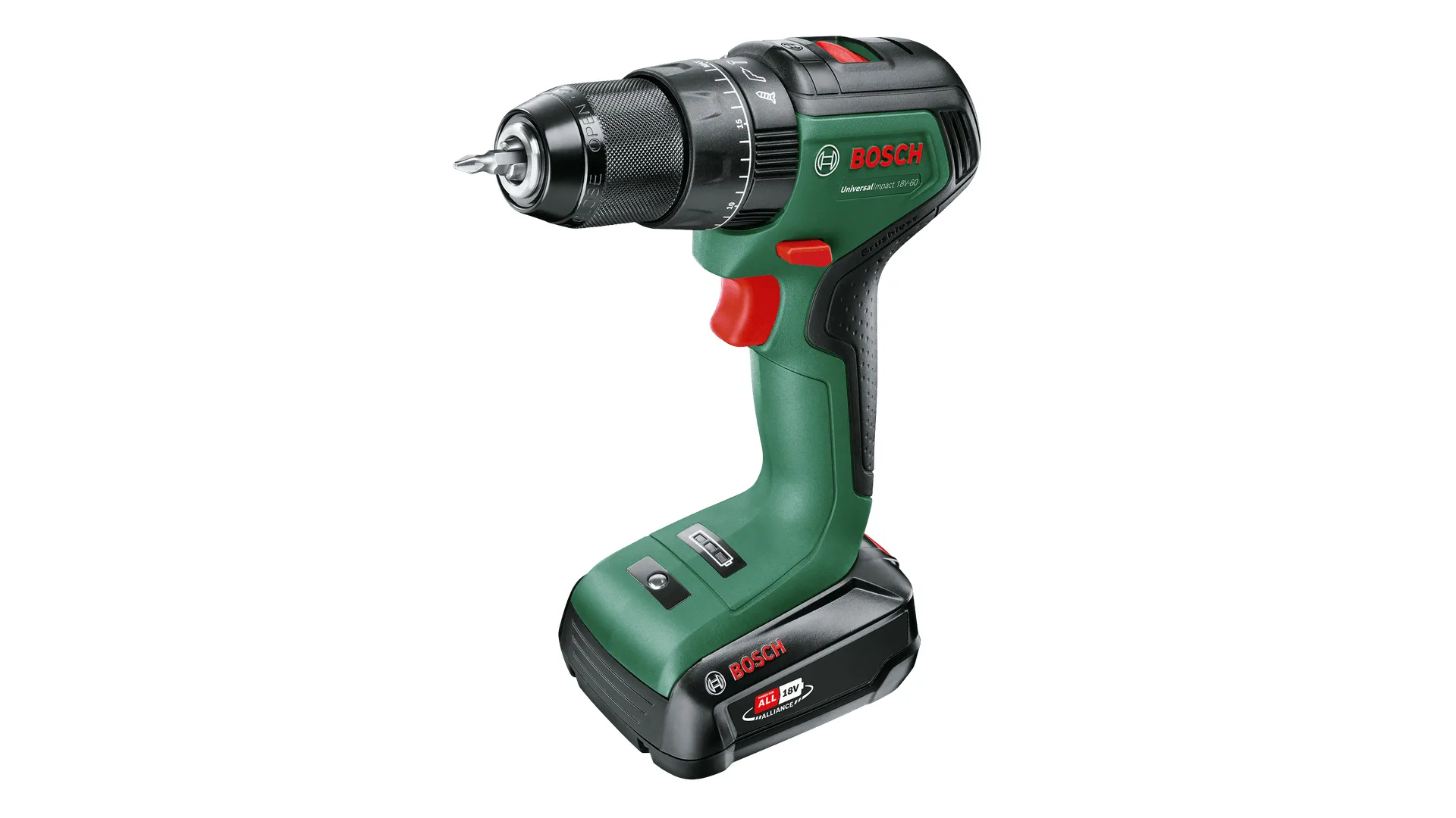 Bosch Cordless Impact Drill UniversalImpact 18V-60 (green/black, Li-ion battery 2.0Ah, case, POWER FOR ALL ALLIANCE)