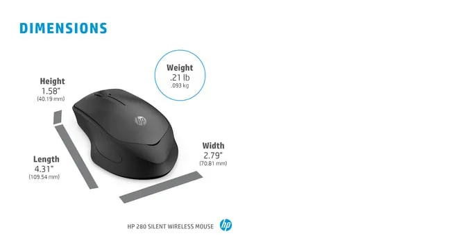 HP 280 Silent Wireless Mouse, Black (Consumer)