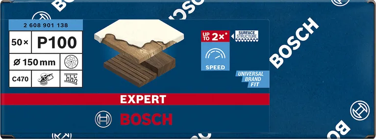 Bosch Powertools sanding sheet C470 150mm K100 50x ML - 2608901138 EXPERT RANGE