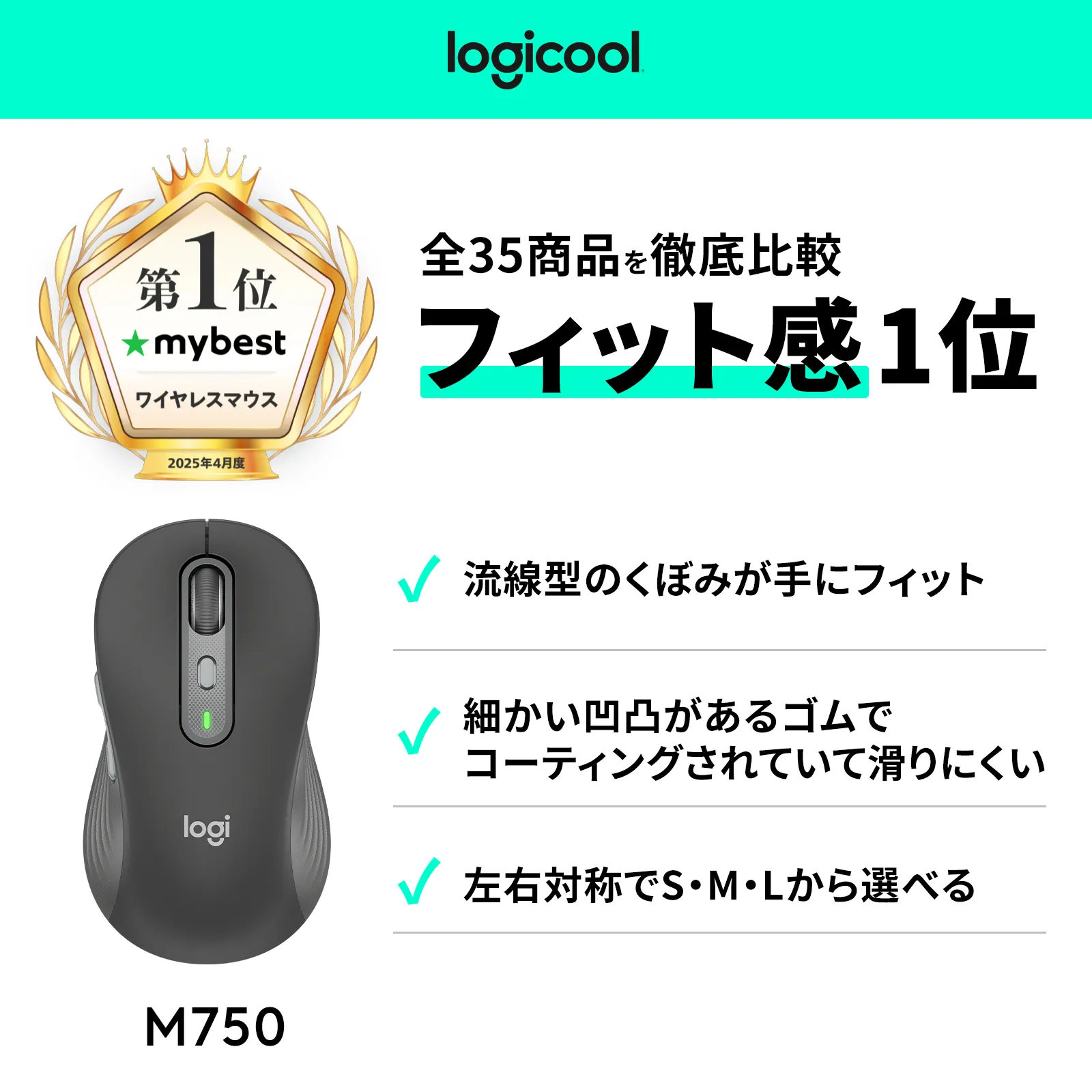 Logitech Signature Plus M750 L Wireless Mouse, Graphite