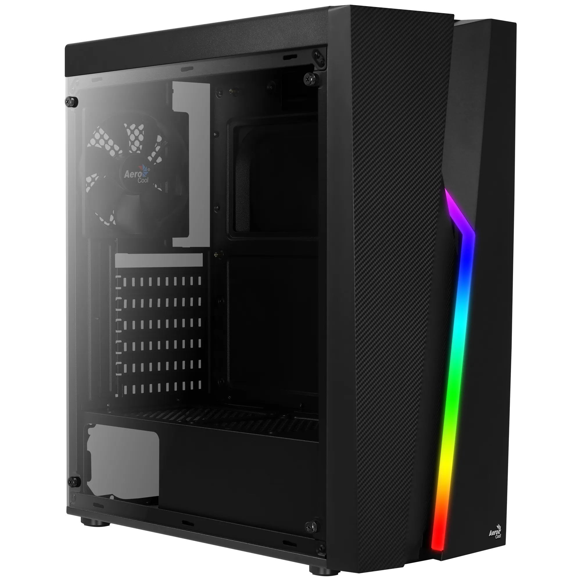 AeroCool Bolt Midi-Tower Case with window and RGB lighting, Black