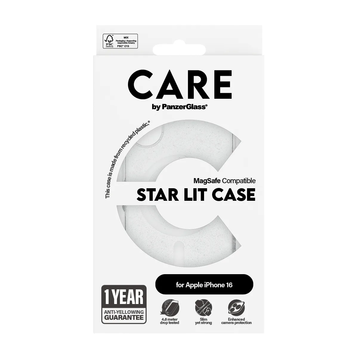 Care by PanzerGlass iPhone 16 MagSafe Star Lit Case, White